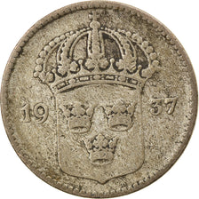 Coin, Sweden, Gustaf V, 10 Öre, 1937, EF(40-45), Silver, KM:780