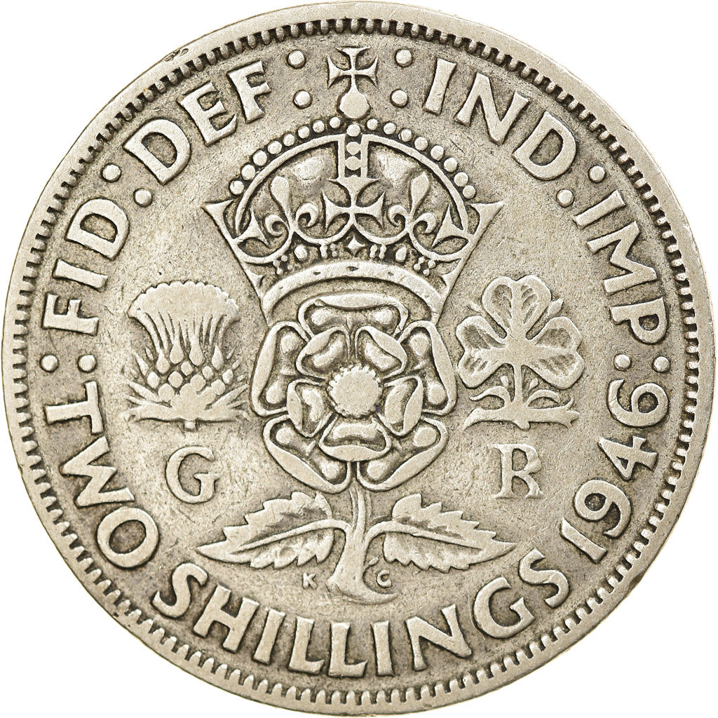 Moneda, Gran Bretaña, George VI, Florin, Two Shillings, 1946, MBC, Plata