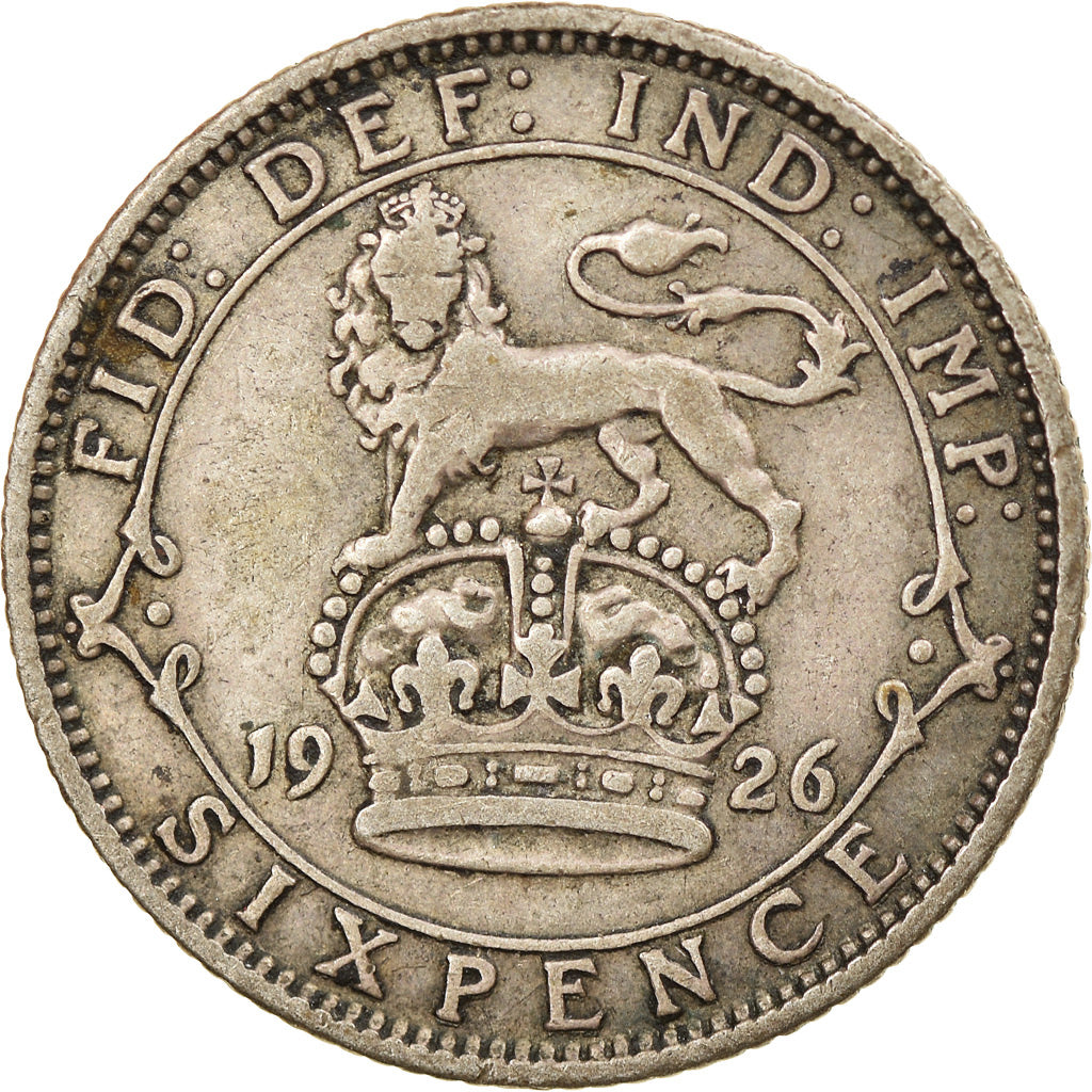 Coin, Great Britain, George V, 6 Pence, 1926, VF(30-35), Silver, KM:815a.2