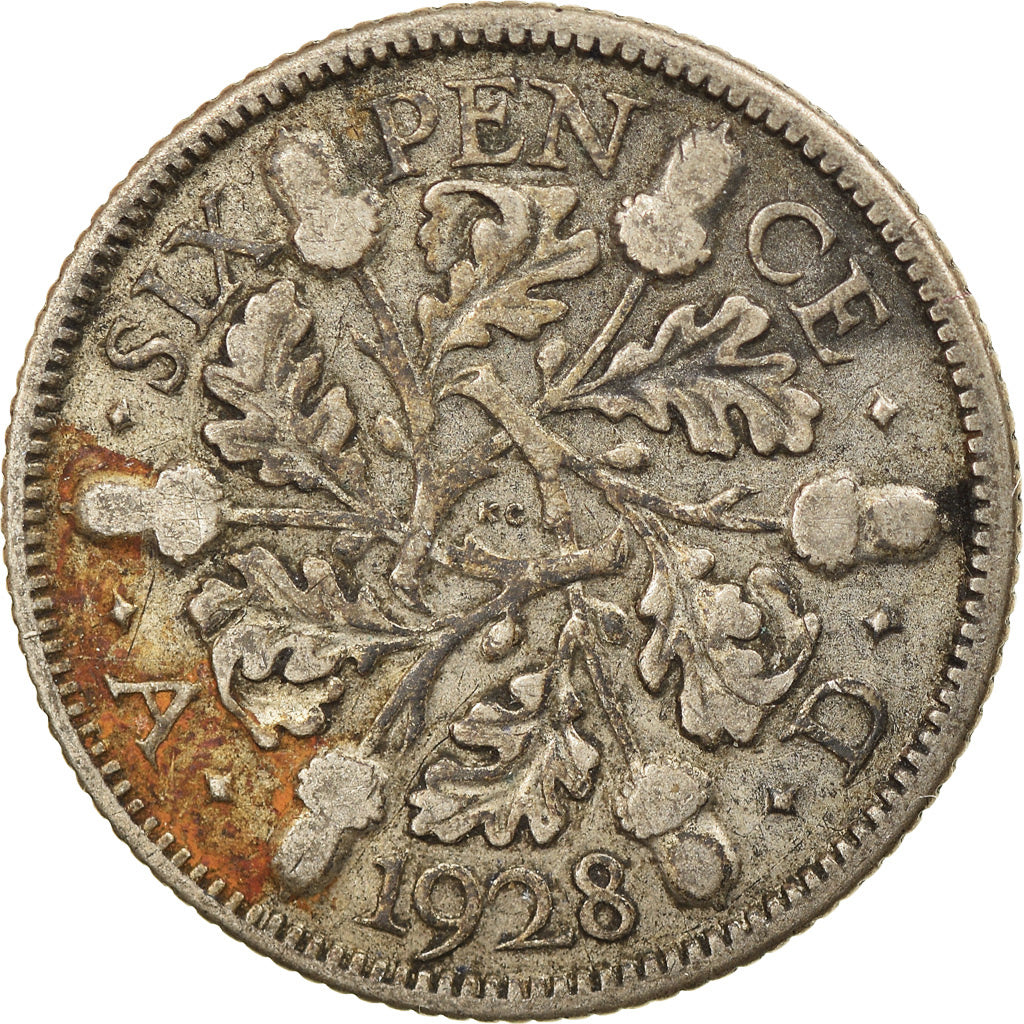Moneta, Gran Bretagna, George V, 6 Pence, 1928, MB+, Argento, KM:832