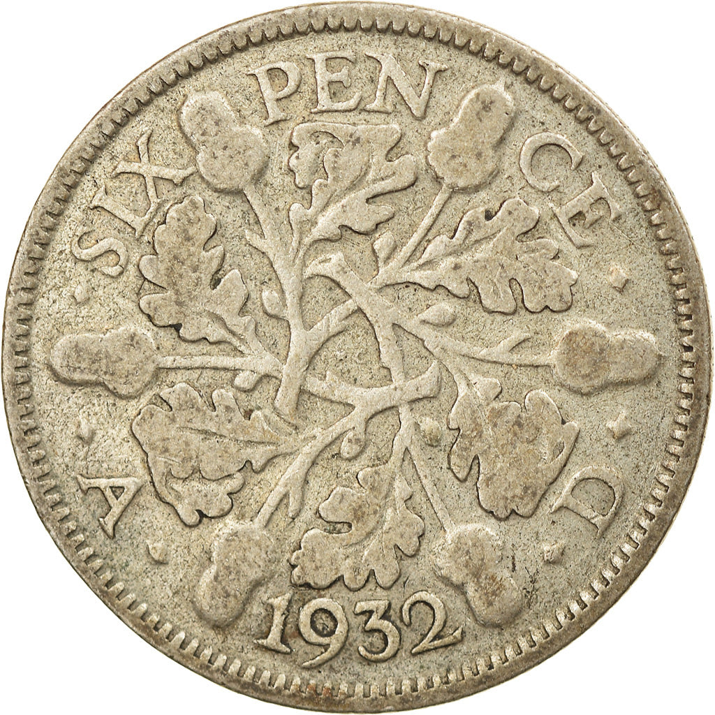 Coin, Great Britain, George V, 6 Pence, 1932, VF(20-25), Silver, KM:832