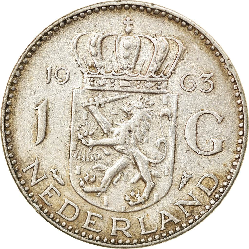 Coin, Netherlands, Gulden, 1963, EF(40-45), Silver, KM:184
