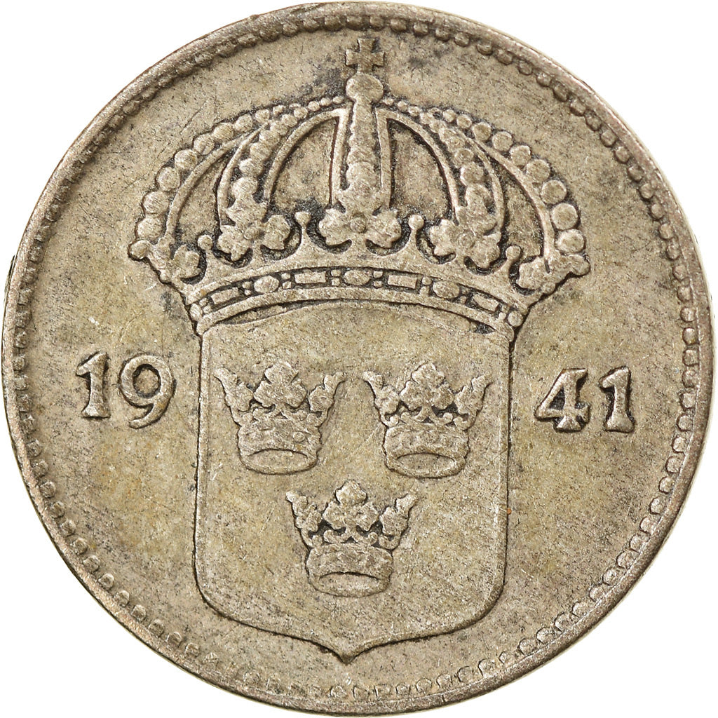 Moneta, Svezia, Gustaf V, 10 Öre, 1941, BB, Argento, KM:780