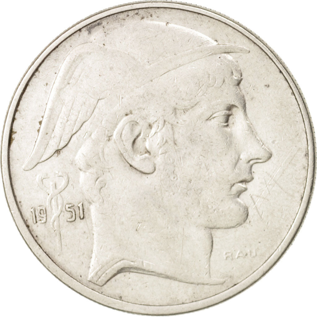 Belgium, 20 Francs, 20 Frank, 1951, EF(40-45), Silver, KM:141.1