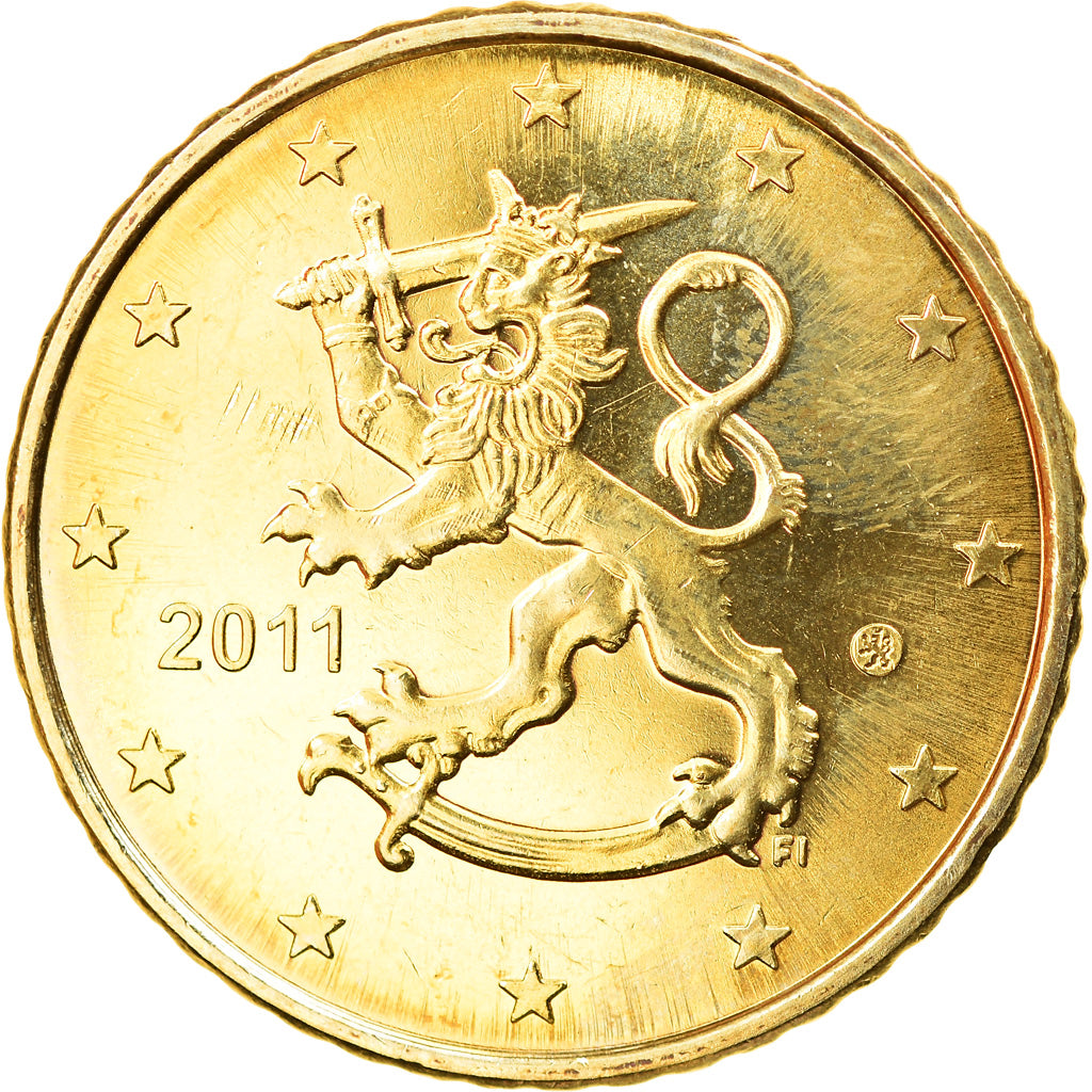 Finlândia, 50 Euro Cent, 2011, Vantaa, MS(63), Latão, KM:128