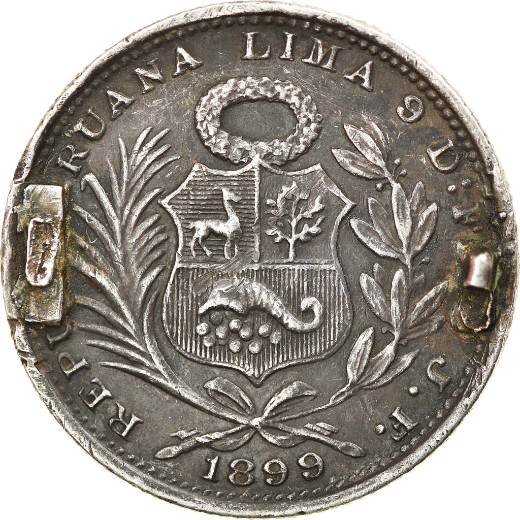Coin, Peru, 1/5 Sol, 1899, Lima, EF(40-45), Silver, KM:205.2