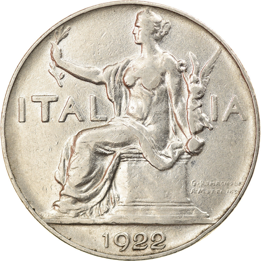 Moeda, Itália, Vittorio Emanuele III, Lira, 1922, Rome, EF(40-45), Níquel