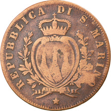 Coin, San Marino, 5 Centesimi, 1869, Milan, VF(20-25), Copper, KM:1
