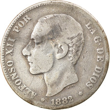 Coin, Spain, Alfonso XII, 2 Pesetas, 1882, Madrid, VF(20-25), Silver, KM:678.2