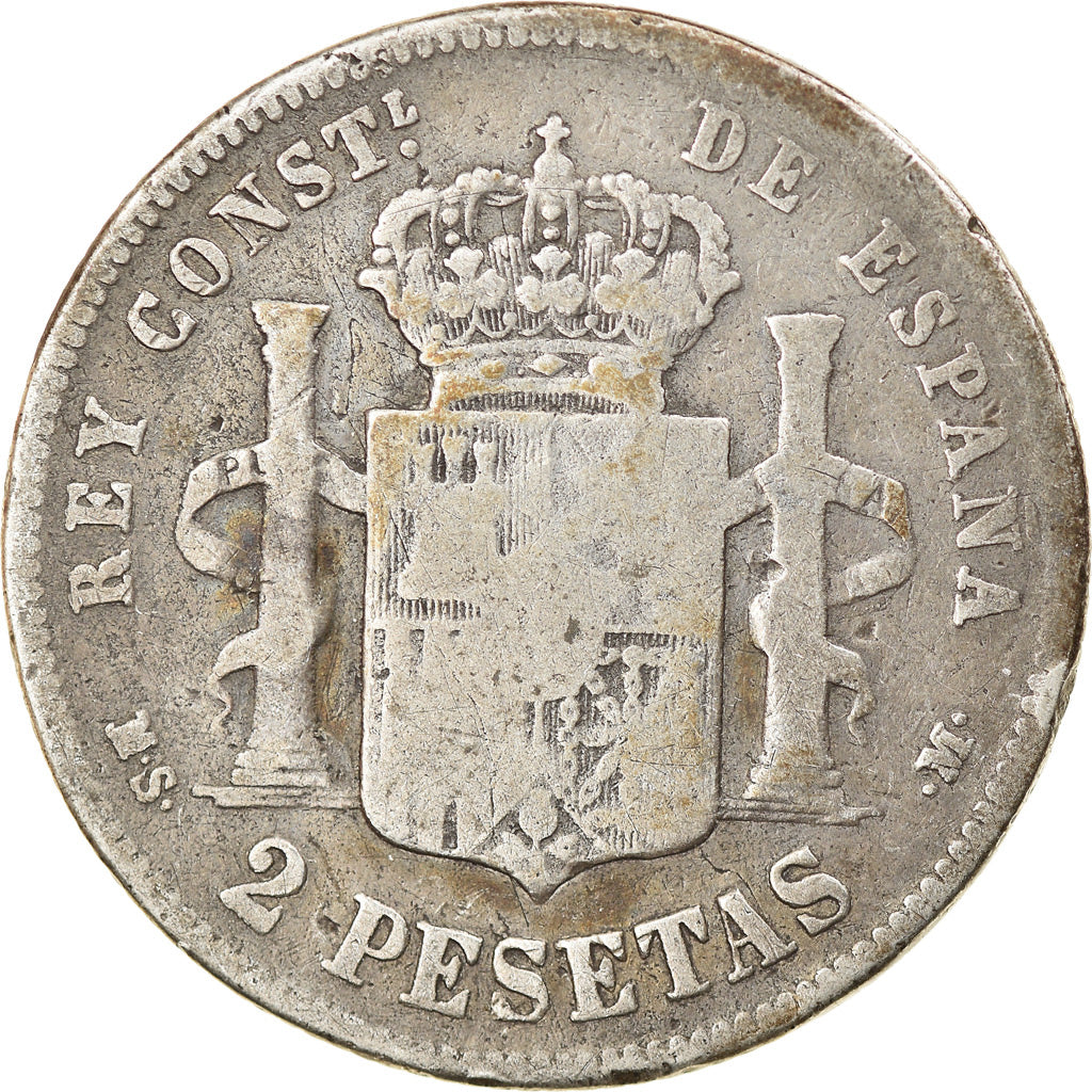 Coin, Spain, Alfonso XII, 2 Pesetas, 1882, Madrid, VF(20-25), Silver, KM:678.2