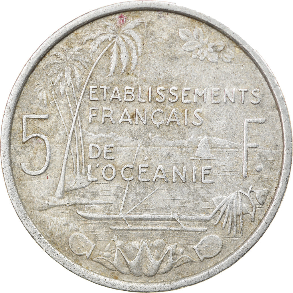 Coin, FRENCH OCEANIA, 5 Francs, 1952, VF(30-35), Aluminum, KM:4
