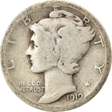 Coin, United States, Mercury Dime, Dime, 1919, U.S. Mint, Philadelphia