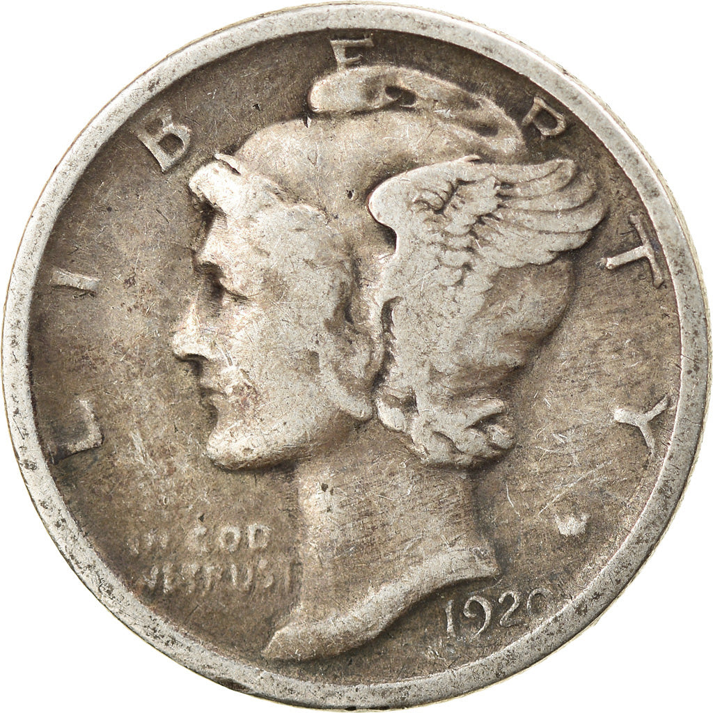 Coin, United States, Mercury Dime, Dime, 1920, U.S. Mint, Philadelphia