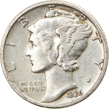 Coin, United States, Mercury Dime, Dime, 1936, U.S. Mint, Philadelphia