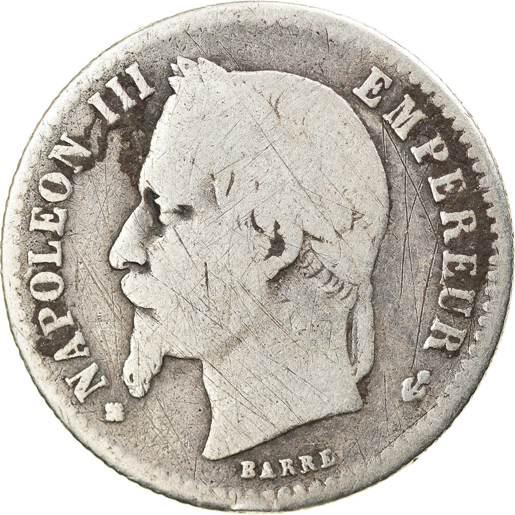 Moneta, Francia, Napoleon III, Napoléon III, 50 Centimes, 1867, Strasbourg, MB