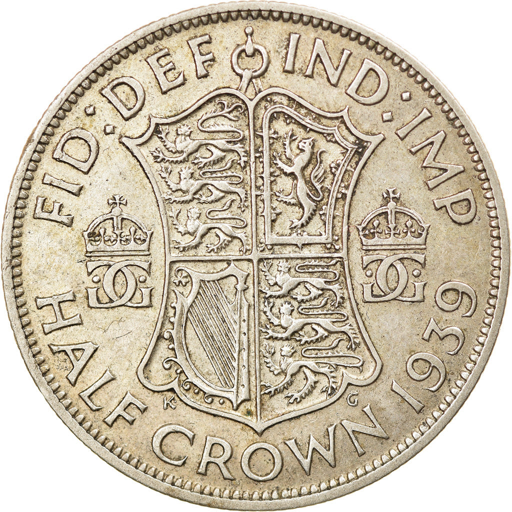 Coin, Great Britain, George VI, 1/2 Crown, 1939, VF(30-35), Silver, KM:856