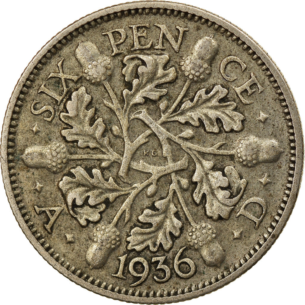 Coin, Great Britain, George V, 6 Pence, 1936, EF(40-45), Silver, KM:832