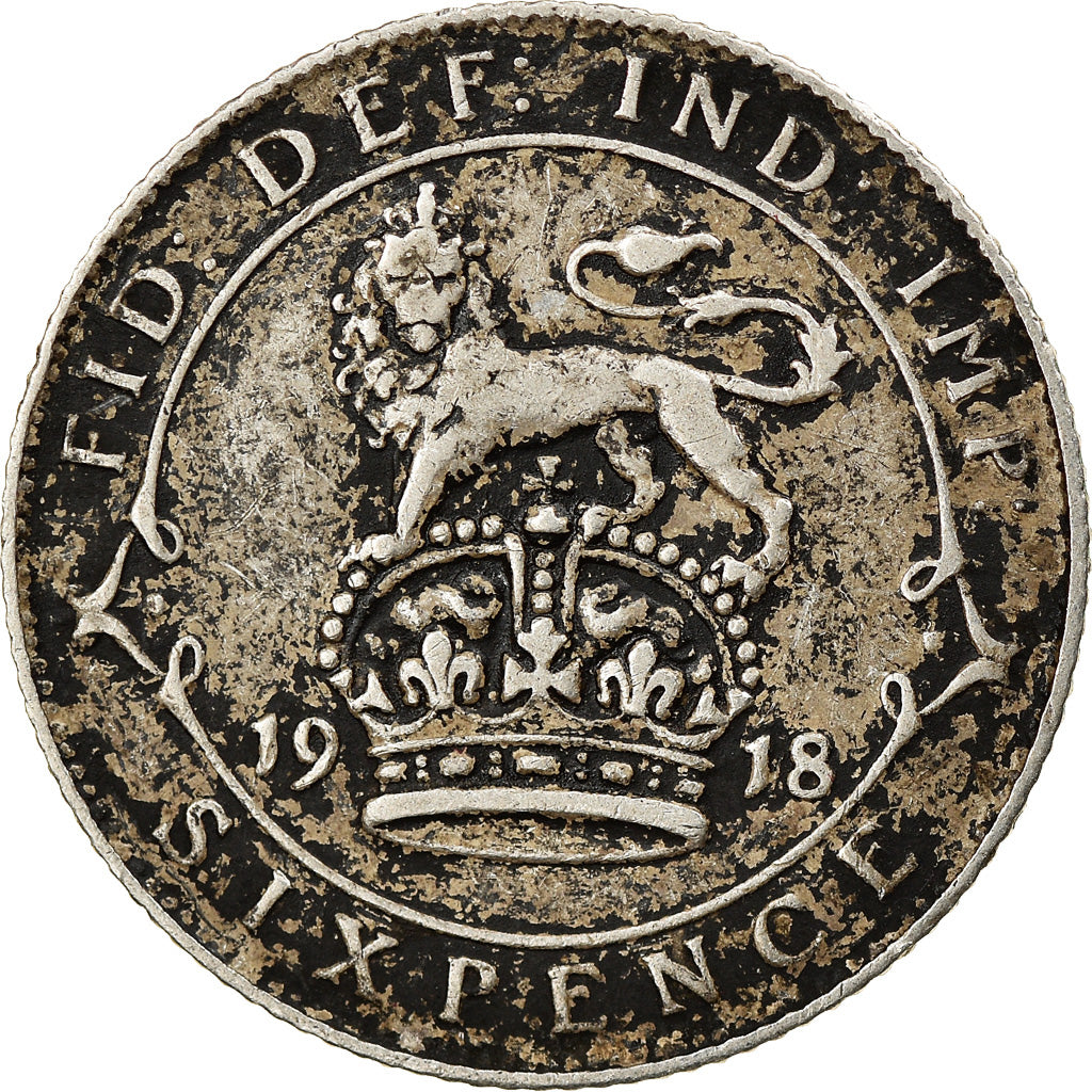 Coin, Great Britain, George V, 6 Pence, 1918, VF(30-35), Silver, KM:815