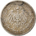 Moneda, ALEMANIA - IMPERIO, 1/2 Mark, 1905, Muldenhütten, BC, Plata, KM:17