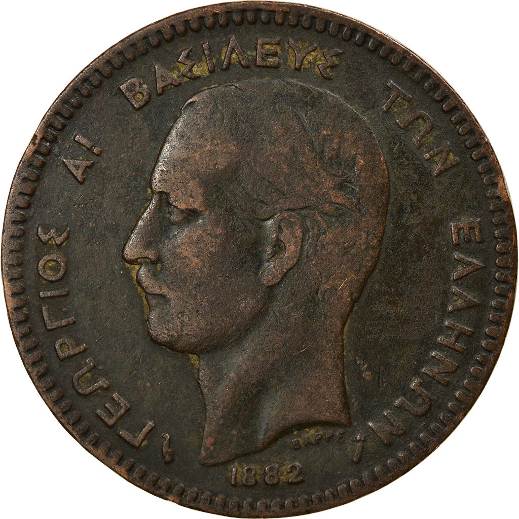 Coin, Greece, George I, 10 Lepta, 1882, Paris, VF(30-35), Copper, KM:55