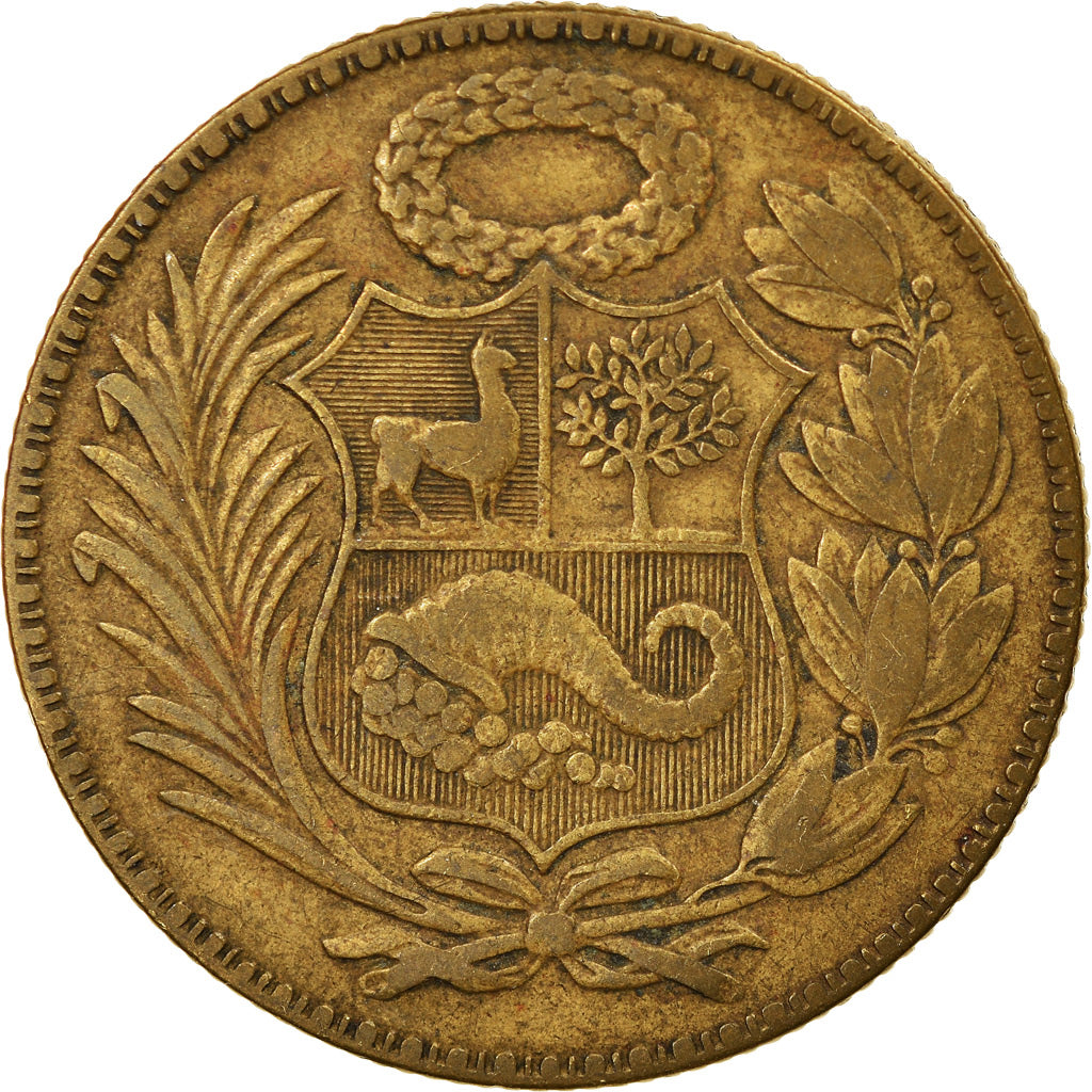Coin, Peru, 1/2 Sol, 1943, Lima, EF(40-45), Brass, KM:220.4