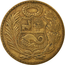 Coin, Peru, 1/2 Sol, 1943, Lima, EF(40-45), Brass, KM:220.4
