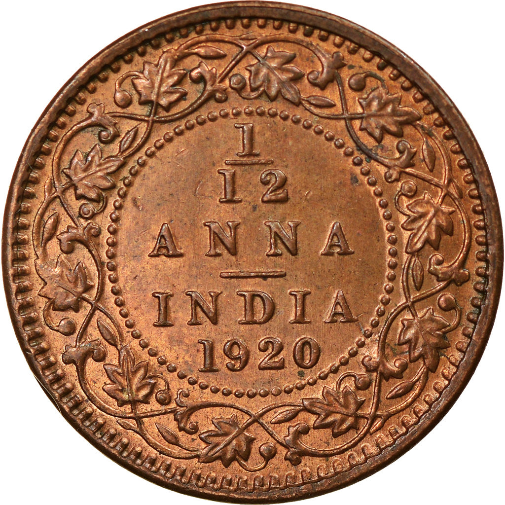 Coin, INDIA-BRITISH, George V, 1/12 Anna, 1 Pie, 1920, AU(55-58), Bronze, KM:509