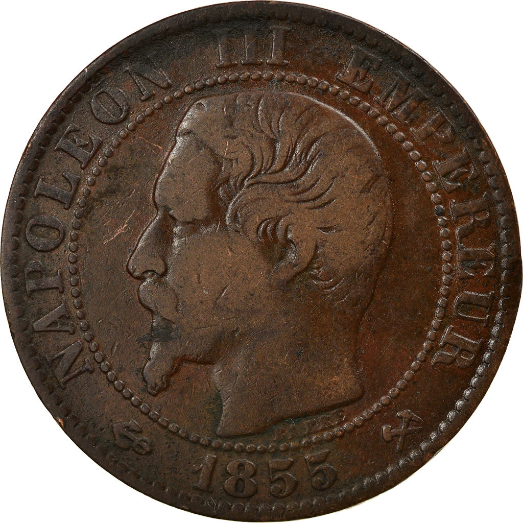 Moneda, Francia, Napoleon III, Napoléon III, 5 Centimes, 1855, Rouen, BC+