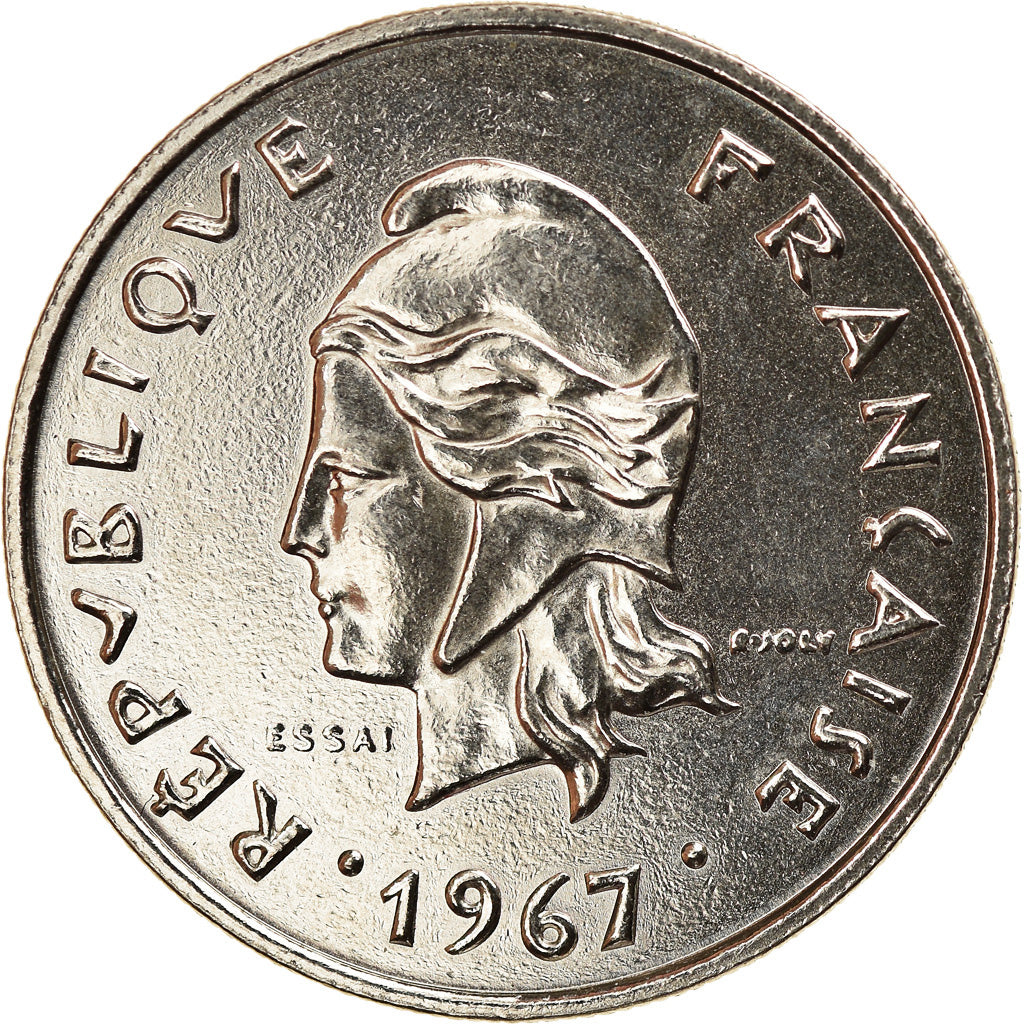 Coin, French Polynesia, 10 Francs, 1967, ESSAI, MS(63), Nickel, KM:E1