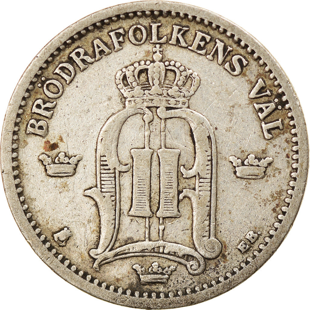 Coin, Sweden, Oscar II, 25 Öre, 1896, VF(30-35), Silver, KM:739