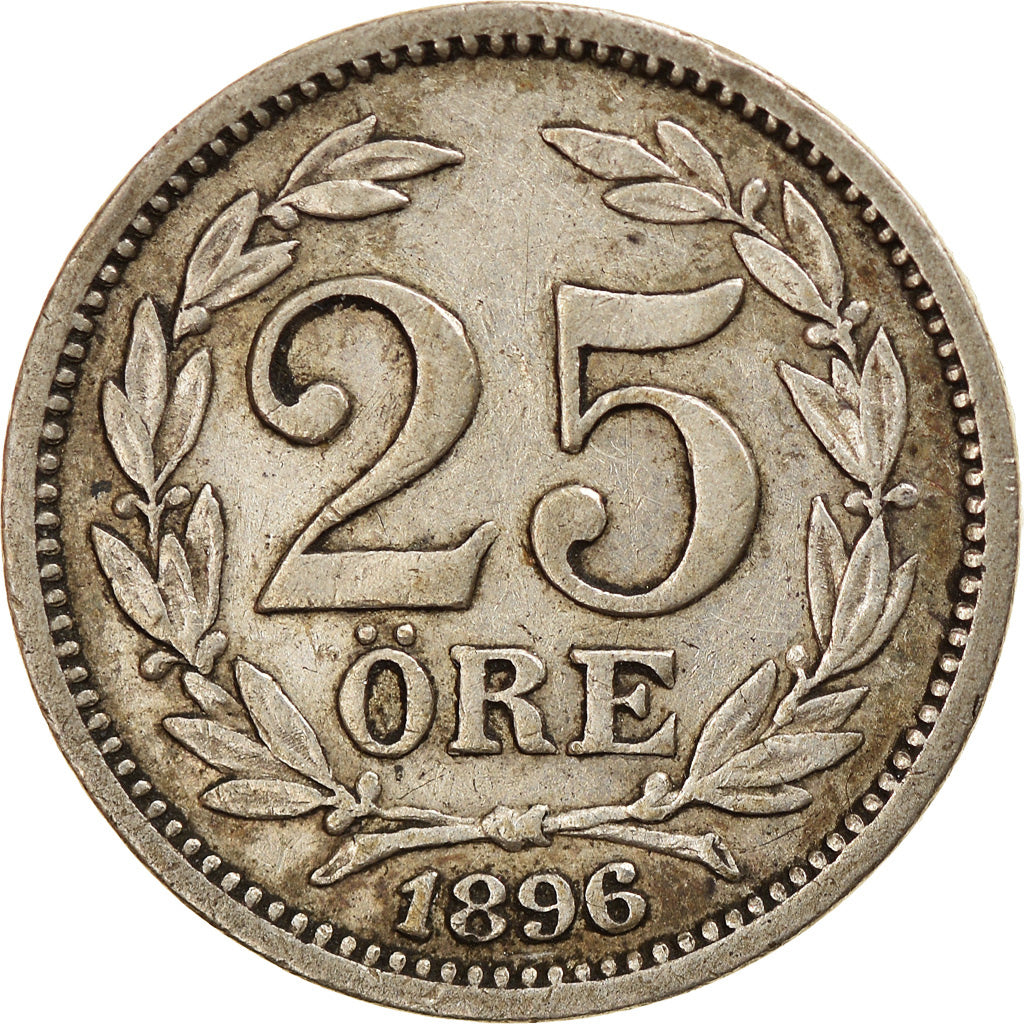Coin, Sweden, Oscar II, 25 Öre, 1896, VF(30-35), Silver, KM:739