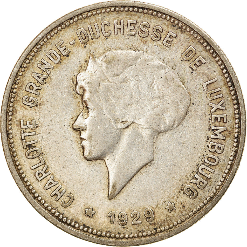 Moneta, Lussemburgo, Charlotte, 5 Francs, 1929, BB, Argento, KM:38