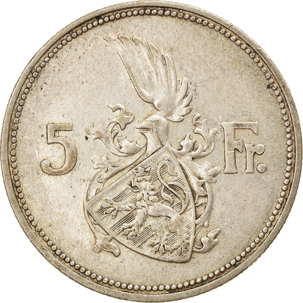 Moneta, Lussemburgo, Charlotte, 5 Francs, 1929, BB, Argento, KM:38