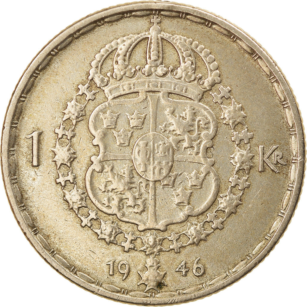 Coin, Sweden, Gustaf V, Krona, 1946, EF(40-45), Silver, KM:814