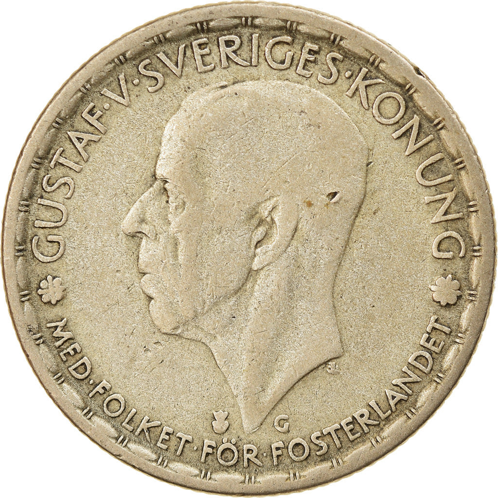 Munten, Zweden, Gustaf V, Krona, 1943, ZF, Zilver, KM:814