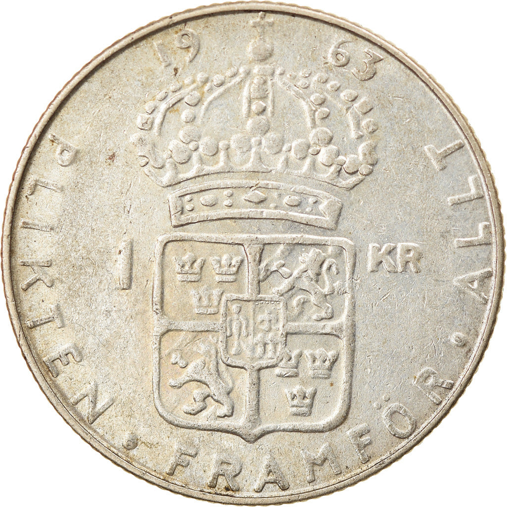 Coin, Sweden, Gustaf VI, Krona, 1963, EF(40-45), Silver, KM:826