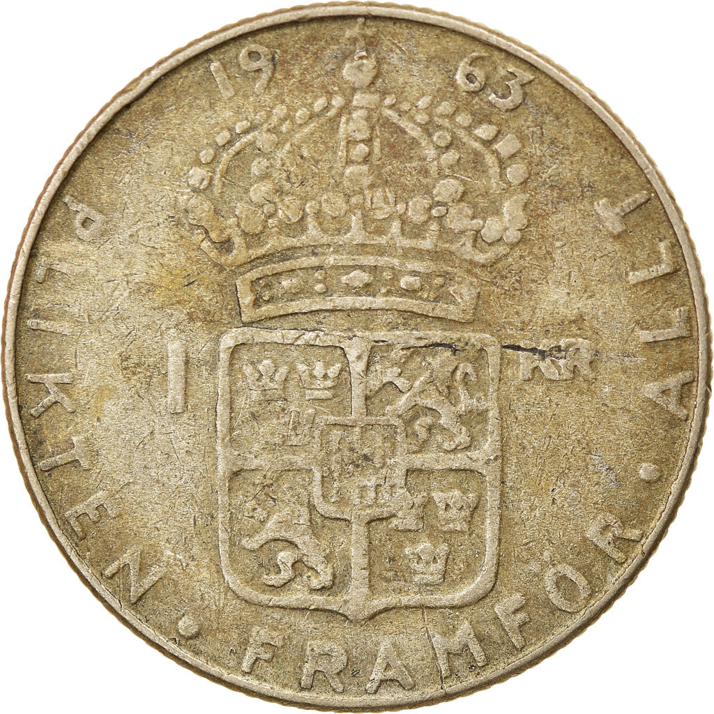 Coin, Sweden, Gustaf VI, Krona, 1963, EF(40-45), Silver, KM:826