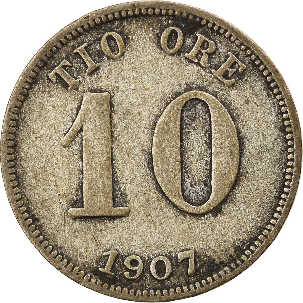 Coin, Sweden, Oscar II, 10 Öre, 1907, VF(30-35), Silver, KM:774