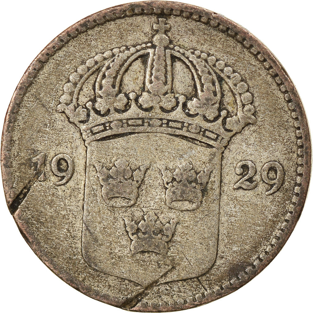 Coin, Sweden, Gustaf V, 10 Öre, 1929, VF(20-25), Silver, KM:780