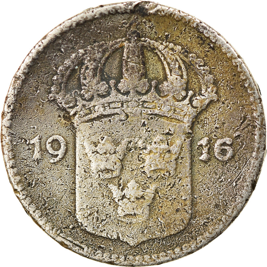 Coin, Sweden, Gustaf V, 10 Öre, 1916, VF(20-25), Silver, KM:780