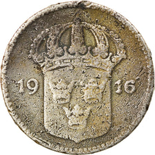 Coin, Sweden, Gustaf V, 10 Öre, 1916, VF(20-25), Silver, KM:780