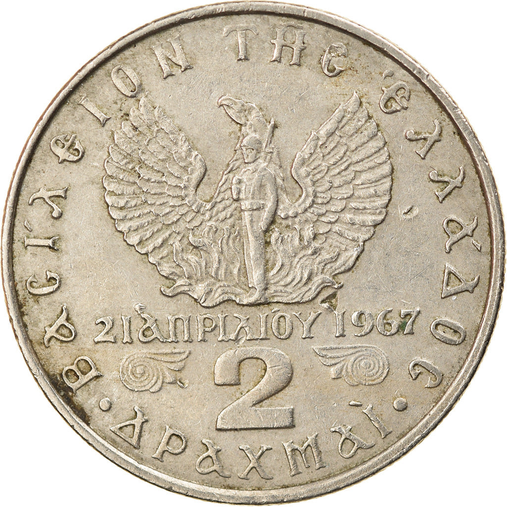 Münze, Griechenland, Constantine II, 2 Drachmai, 1967, SS, Copper-nickel, KM:99