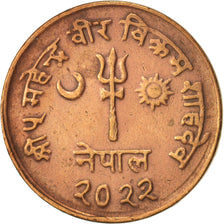 Monnaie, Népal, SHAH DYNASTY, Mahendra Bir Bikram, 5 Paisa, 1965, TTB+, Bronze