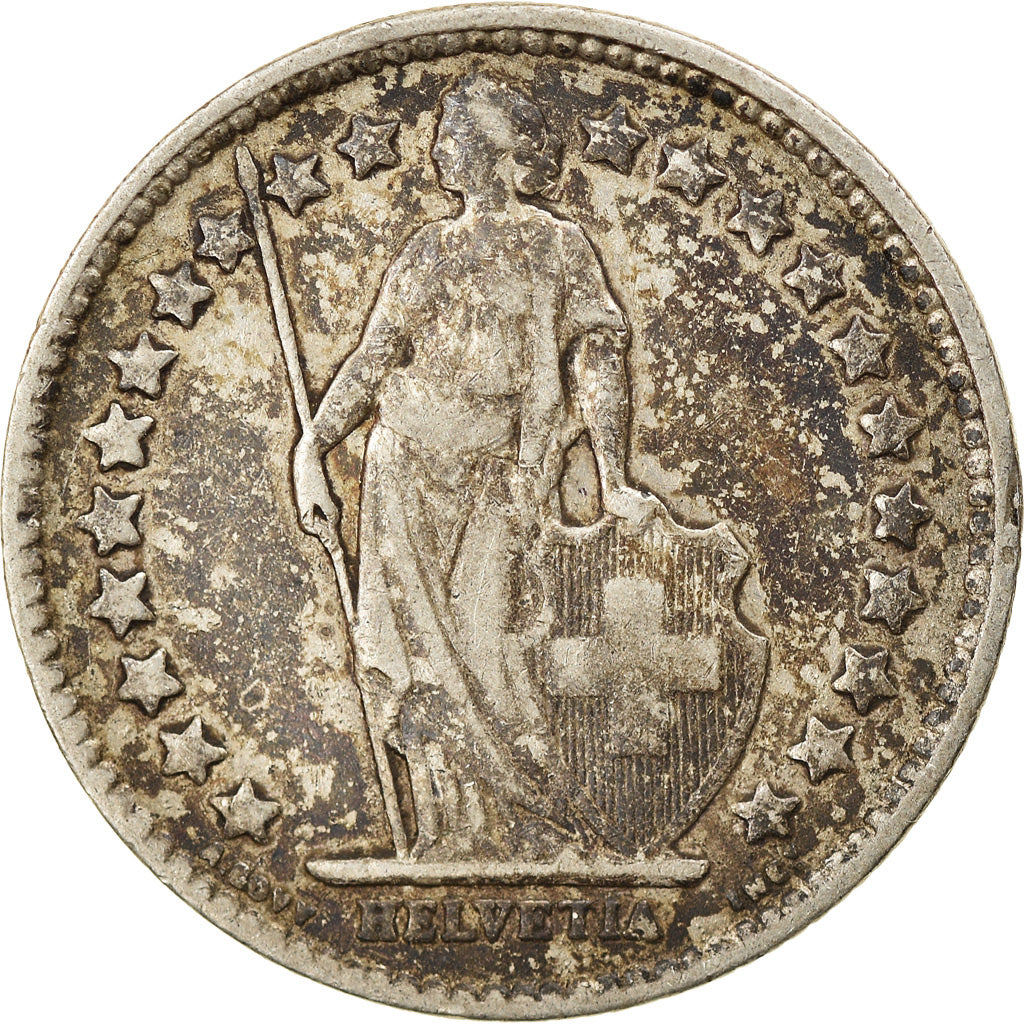 Moneta, Svizzera, 1/2 Franc, 1908, Bern, BB, Argento, KM:23