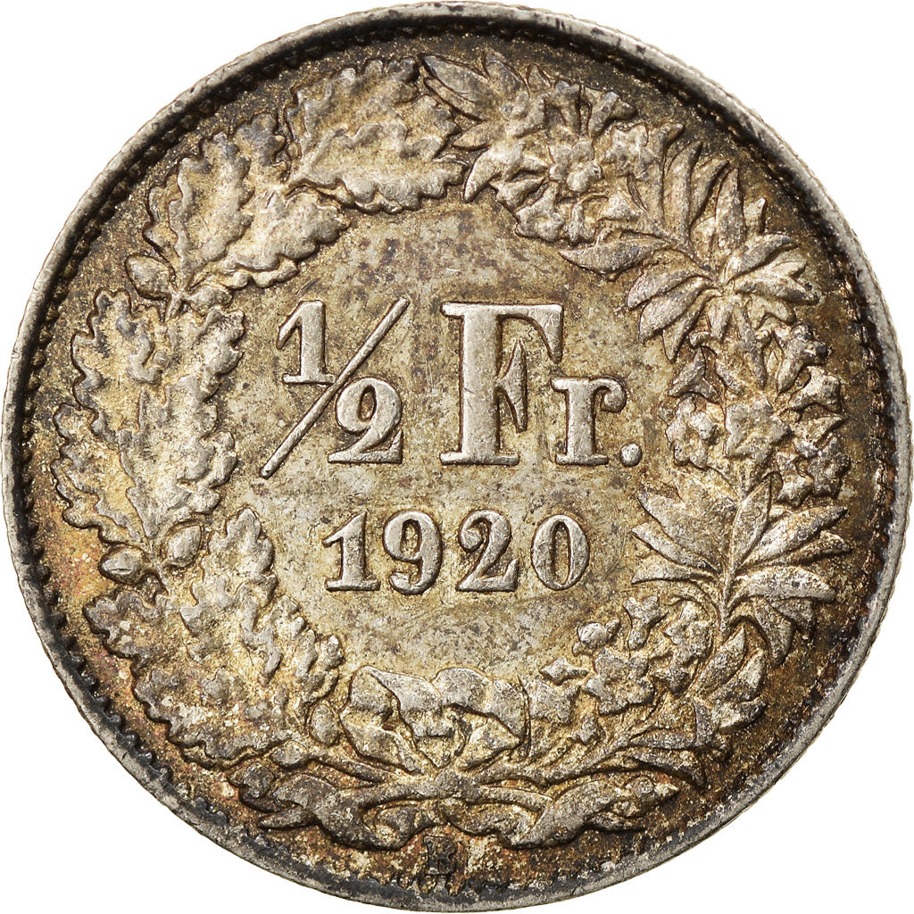 Coin, Switzerland, 1/2 Franc, 1920, Bern, AU(50-53), Silver, KM:23
