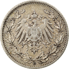 Coin, GERMANY - EMPIRE, 1/2 Mark, 1906, Karlsruhe, VF(30-35), Silver, KM:17