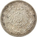 Coin, GERMANY - EMPIRE, 1/2 Mark, 1915, Stuttgart, AU(50-53), Silver, KM:17