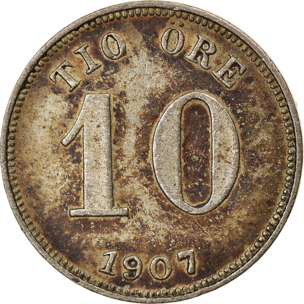 Coin, Sweden, Oscar II, 10 Öre, 1907, AU(50-53), Silver, KM:774