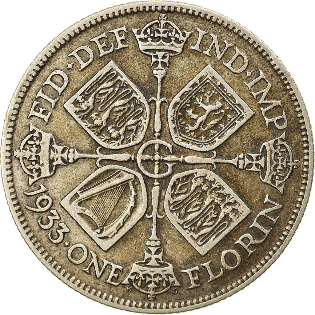 Coin, Great Britain, George V, Florin, Two Shillings, 1933, VF(30-35), Silver