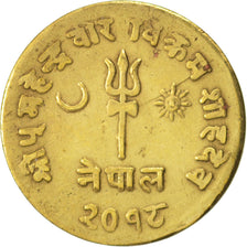 Nepal, SHAH DYNASTY, Mahendra Bir Bikram, Paisa, 1961, SS+, Brass, KM:746